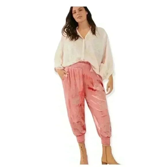 Anthropologie Luxury Velvet Embroidered Floral Pink Pants Size Small - Picture 2 of 11
